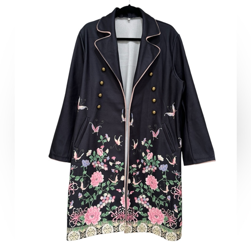 Mid-Long Style Floral Print Double Breasted Autumn / Winter Coat!